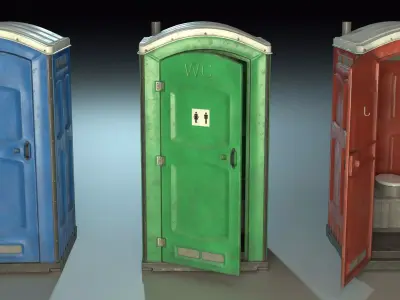 Public Portable Toilet 02 PBR Game Ready Low-poly 3D model
