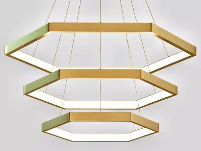 Brushed Champagne 3 Tier LED Pendant Light 3D model