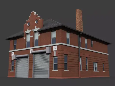 Fire Department Building Low-poly 3D model