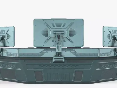 Low-Poly Sci-Fi Control Console Set  Low-poly 3D model