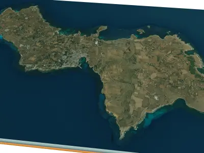 Favignana island 3d model terrain Low-poly 3D model