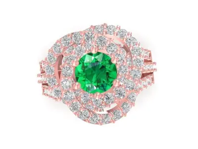 Luxury Halo Diamond Ring with Round Center Stone 730 3D print model