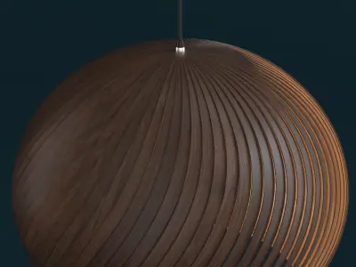 Round wooden hanging lamp 3D model