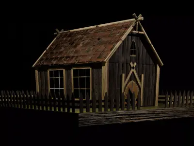 3d log cabin Low-poly 3D model