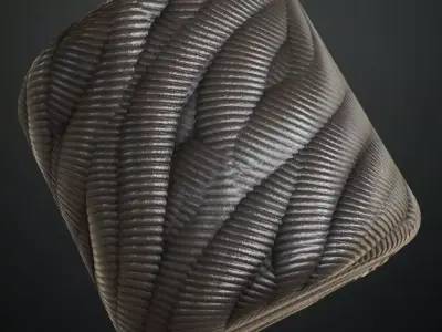 Sci-Fi Black Ribbed Flexible Hose PBR Seamless Texture