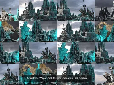 Christmas Winter Architecture Collection 3D Model Pack