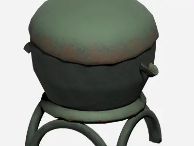 Boiler and pot shaped street dust waste bin Low-poly 3D model