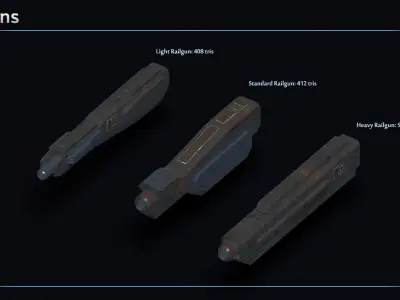 Modular Mech Weapons Low-poly 3D model