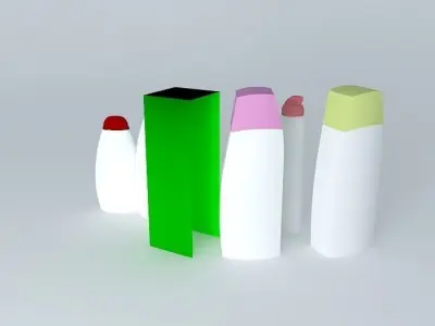Set of Shampoos Glass Packaging Free 3D model