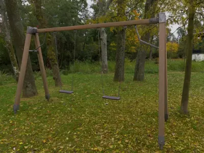 3D low poly PBR playground chain swing Low-poly 3D model