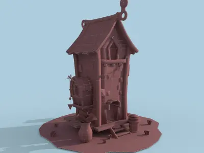 LowPoly Stylized Tall House Low-poly 3D model