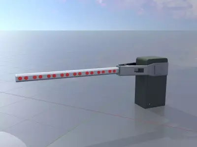 Railway Crossing Barrier 2 m closed Low-poly 3D model