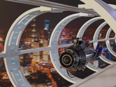 High Detail Futuristic Bike 3D model