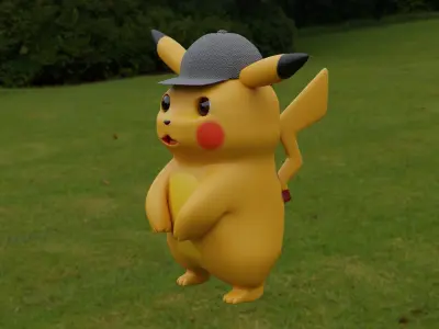 Pikachu wearing hat Low-poly 3D model