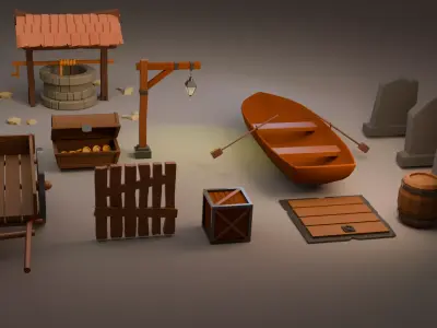 Medieval  Lowpoly Gameready Assets Low-poly 3D model
