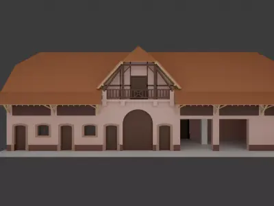 Old Industrial Factory Entrance Building  Historic Architecture 3D model