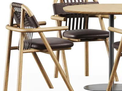 Fix Table by Ton and Dining Armchair 02 C by Very Wood 3D model