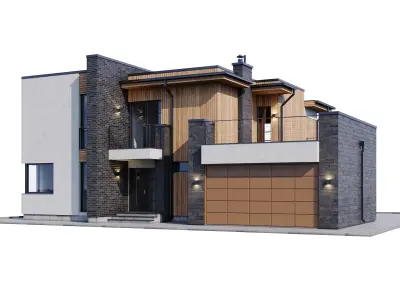Modern house with floor plans 3D model