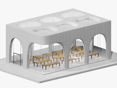 Modern stylish transparent store building 3D model