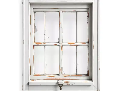 Distressed Shabby Chic Wooden Window Frame Low-poly 3D model