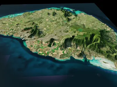 Mauritius island full 3d model terrain 3D model