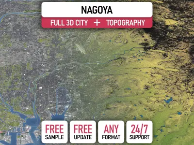 Nagoya - 3D City Topography Terrain 3D Model Pack