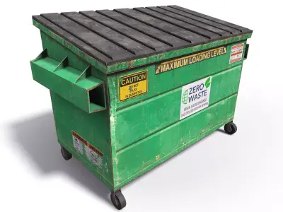 Worn Dumpster Trash can Outdoor Low Poly Game Asset Low-poly 3D model