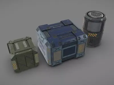 SciFi Containers Low-poly 3D model
