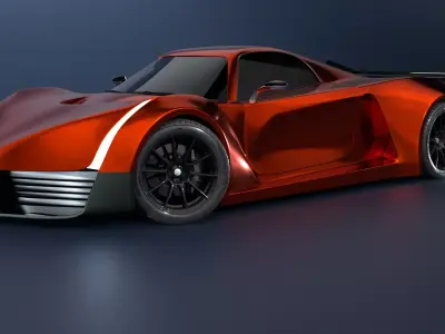 High Performance Sports Car 3D Model  Blender Shaded Low-poly 3D model