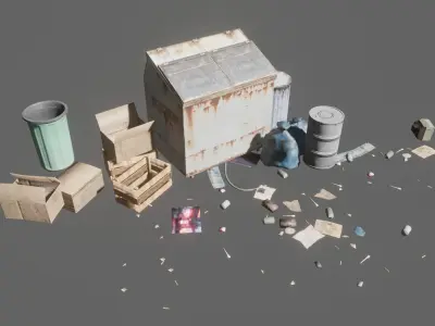 urban street props trash pack Vol1 Low-poly 3D model