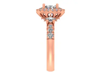 Oval-Cut Blue Gemstone Halo Engagement Ring 3D print model