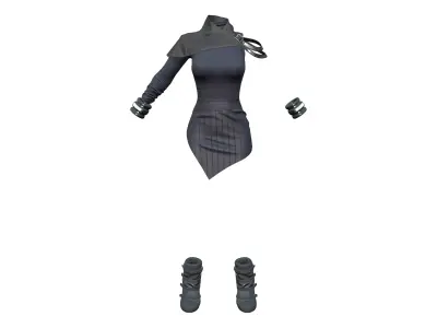Cyberpunk Futuristic Modern Mini Dress Outfit Low-poly 3D model