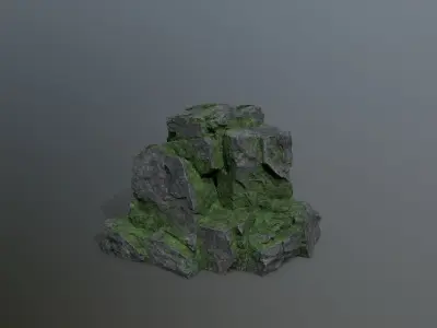 Mossy Rock Set Low-poly 3D model buy