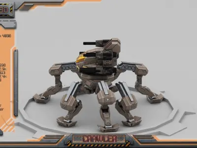 Crawler BattleMech Low-poly 3D model