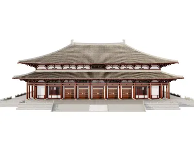 Japanese Historic Buddhist Temple Main Hall 3D model