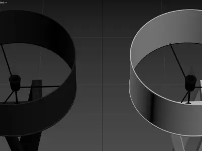 Floor Lamp Black And White Wood 3D model