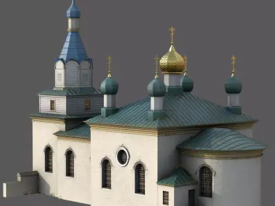 Historic Orthodox Church - XVI Century Mir Town Low-poly 3D model