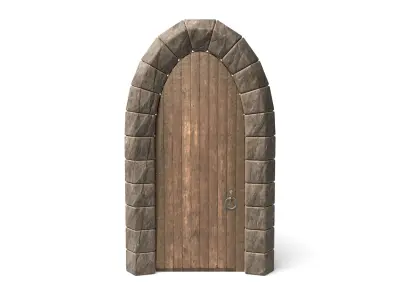 Small Medieval Wooden Door Low-poly 3D model