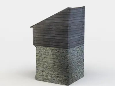 House stone with wooden door Low-poly 3D model