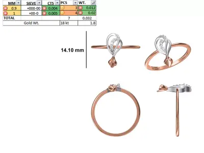 Women Light Weight Ring STL OBJ FBX JCD Details 3D print model 7