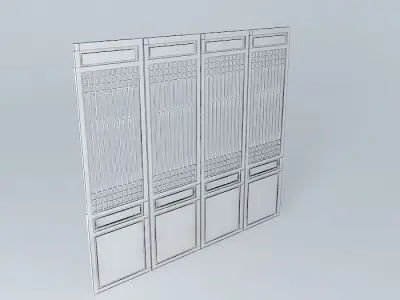 A piece of wooden door in Chinese style. Free 3D model