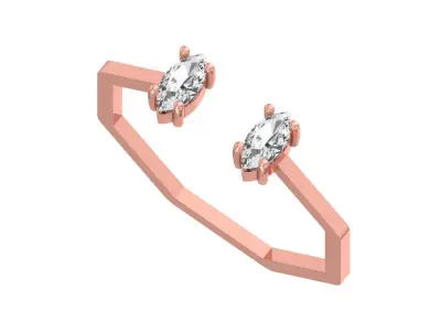 Open End Women Light Weight Band Marquise Stone Ring 3D print model