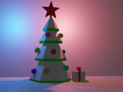 New Year tree with a padark for 2 dollars Low-poly 3D model