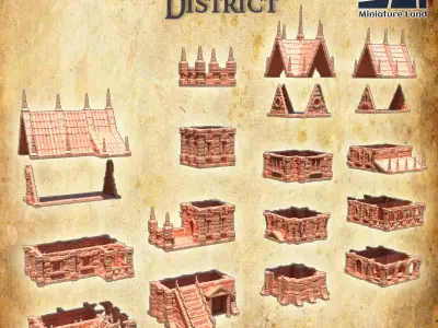 Imperial City District Tabletop Terrain 28 MM 3D print model