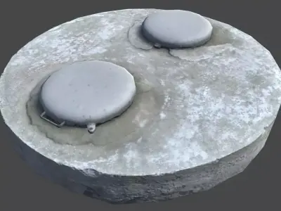 Sewer concrete block with two holes in it Low-poly 3D model
