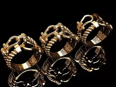 Crosshatch Luxe Rings 5gm 3D Model Pack