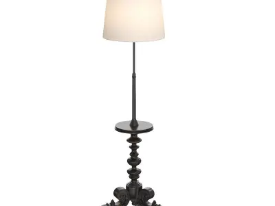 Carved Tripod Round Marble-Top Floor Lamp 3D model