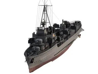 WW2 HEAVILY ARMED PATROL SHIP 3D model