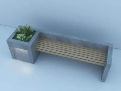 Modern Bench Street  and Garden 3D model
