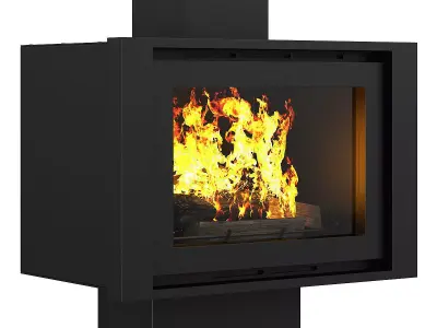Standing Metal Fireplace 2 3D model